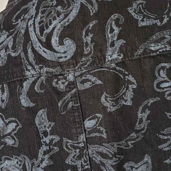 NEW Vintage Denim Paisley Jean Jacket Spring Coat Black Gray - Picture 10 of 13